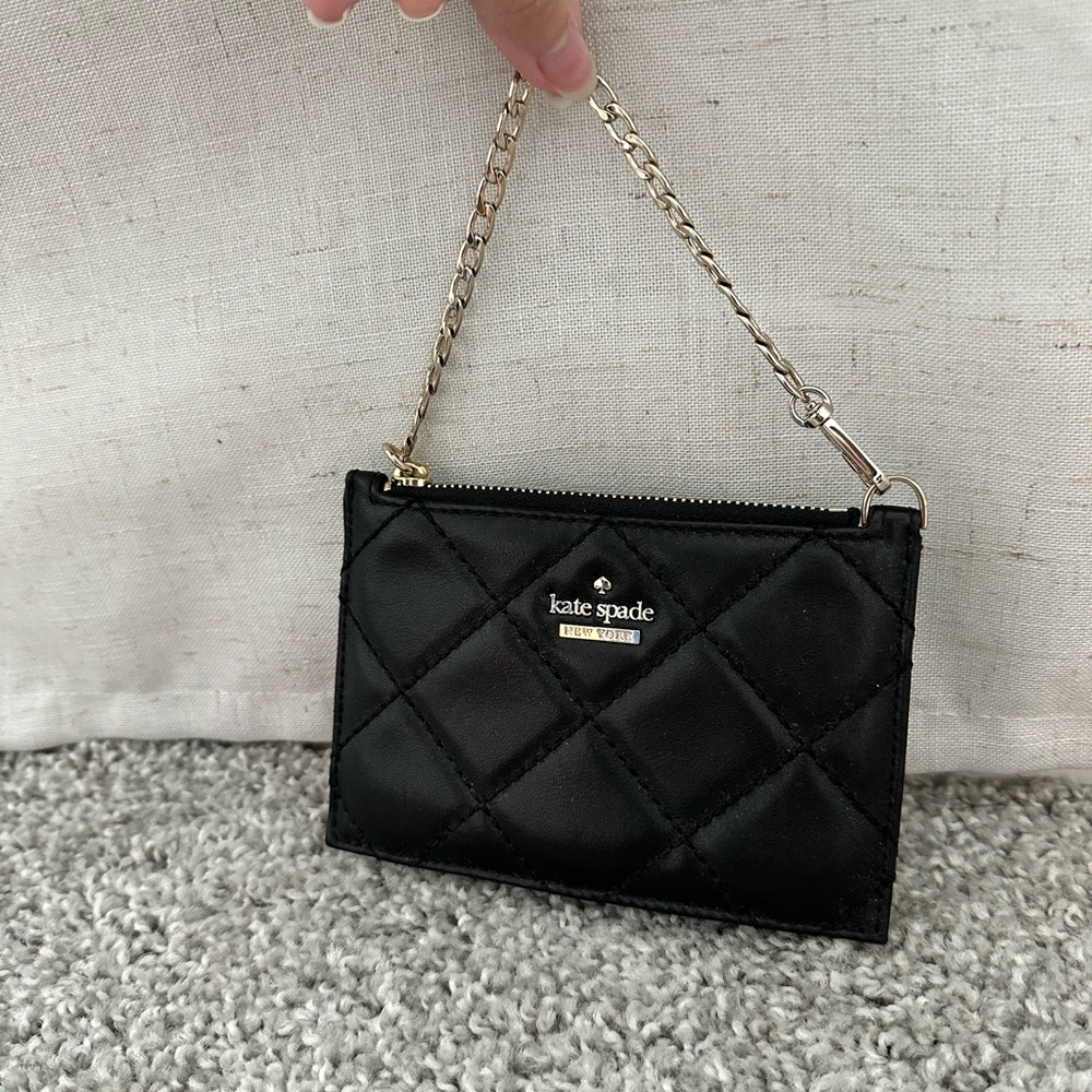 Kate Spade Black and Gold Quilted Clutch